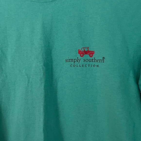 Simply Southern Preppin for The Holidays Sm Long Sleeve T Shirt Doggy Sea Foam - Picture 2 of 8